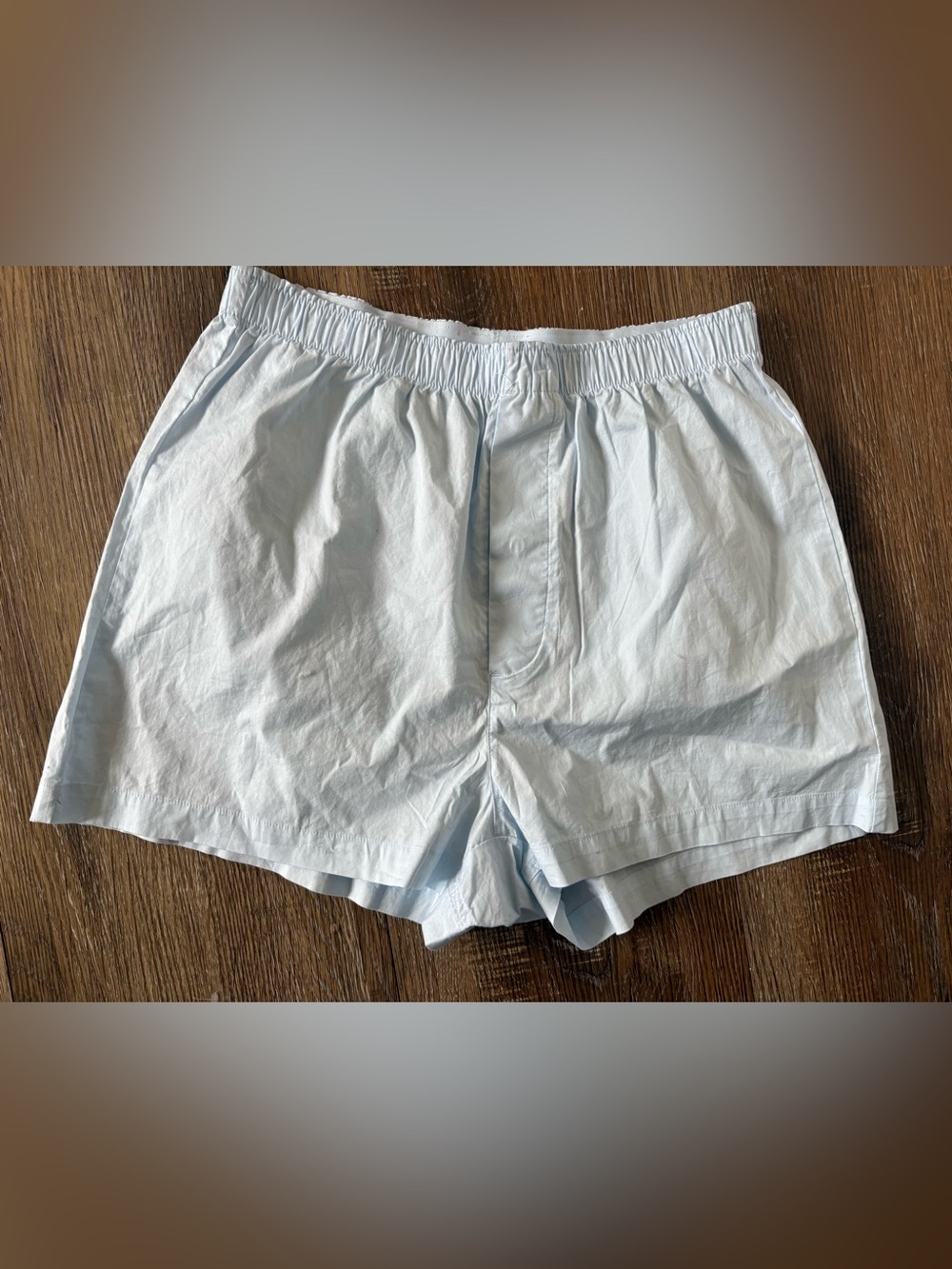 Skims Cotton poplin Pale Blue Elastic-Waist Womens boxer Shorts XS